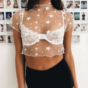 White Sheer Star Top